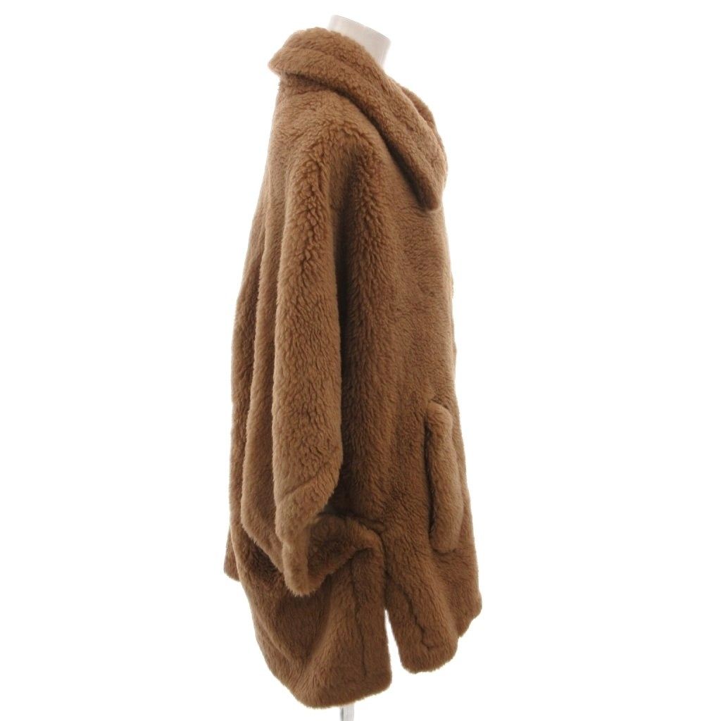 Max Mara Tebe Teddy Bear Cape Poncho Fleece Silk Blend Lining All Over Pattern — view 3