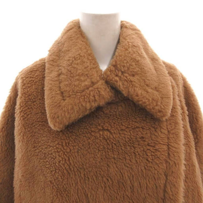 Max Mara Tebe Teddy Bear Cape Poncho Fleece Silk Blend Lining All Over Pattern — view 4