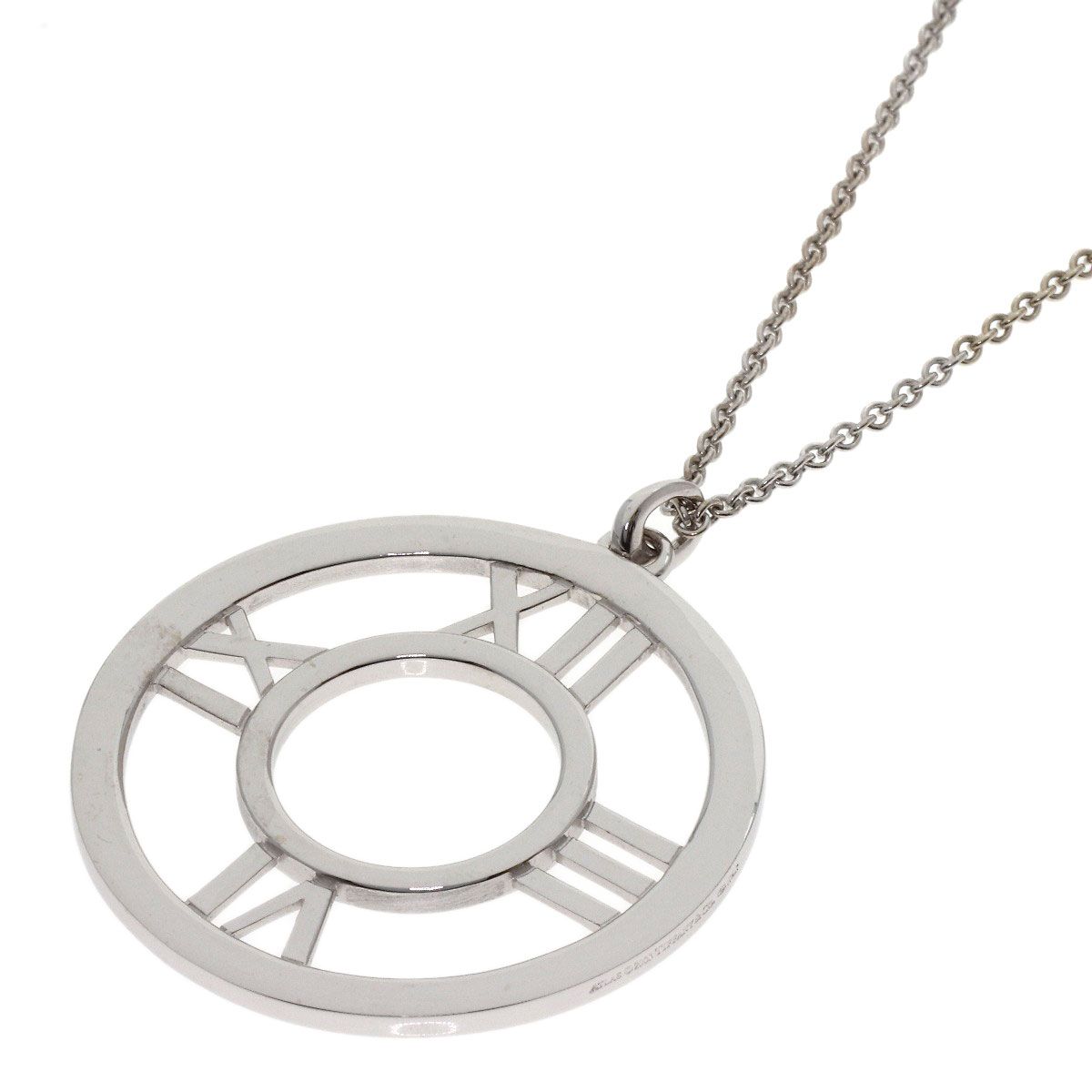 Tiffany & Co Atlas Open Medallion Necklace 18k White Gold