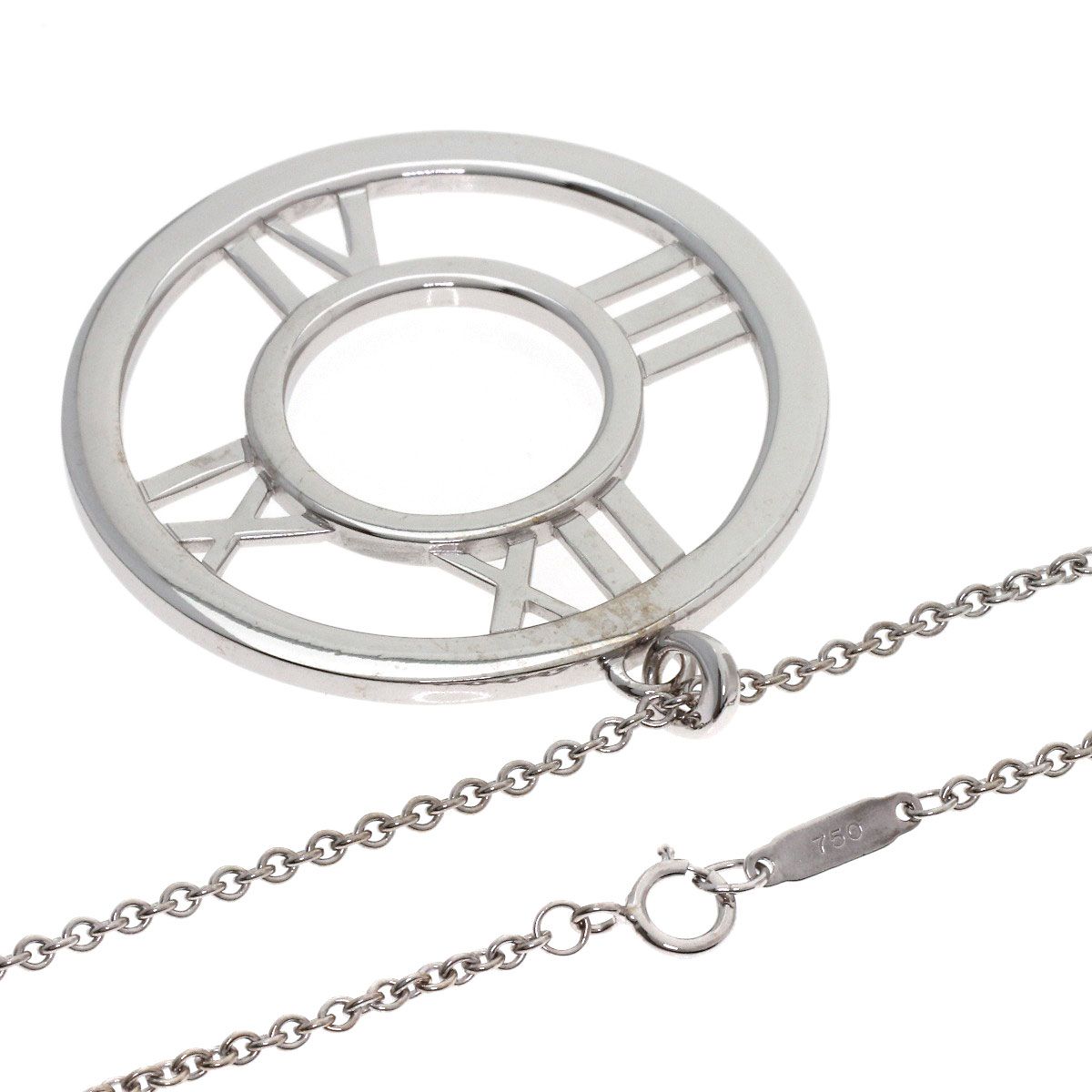 Tiffany & Co Atlas Open Medallion Necklace 18k White Gold — view 2