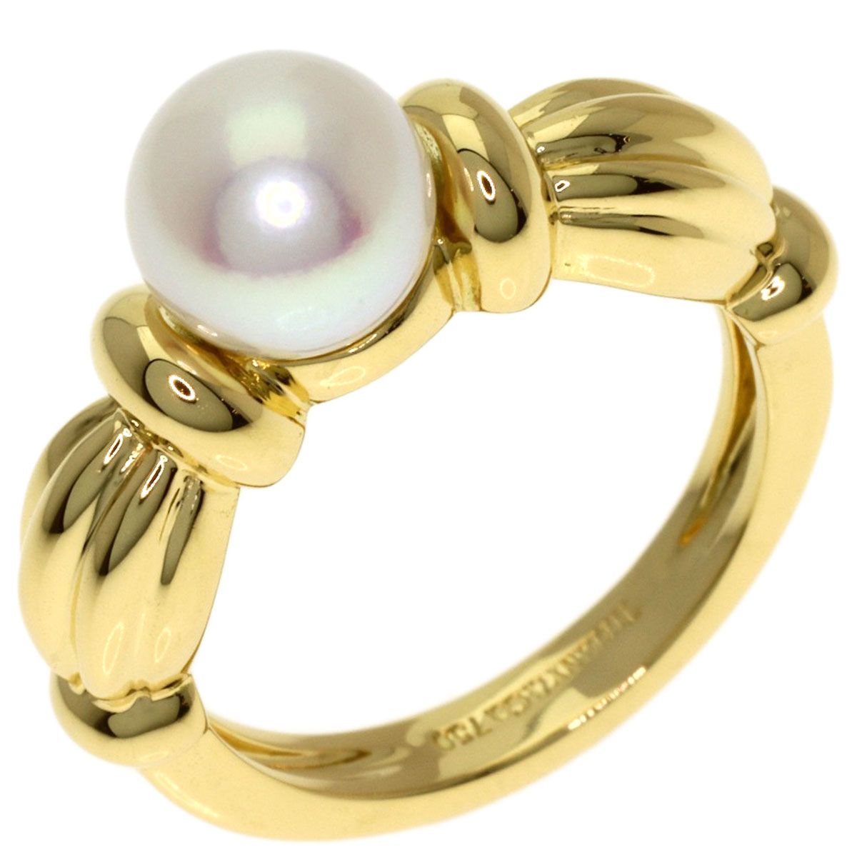 Tiffany & Co Pearl Signature Ring 18k Yellow Gold — view 2