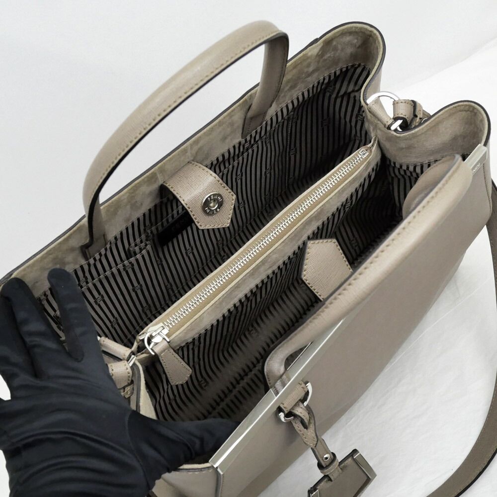Fendi Bag Toujour Beige Silver Leather Shoulder — view 6