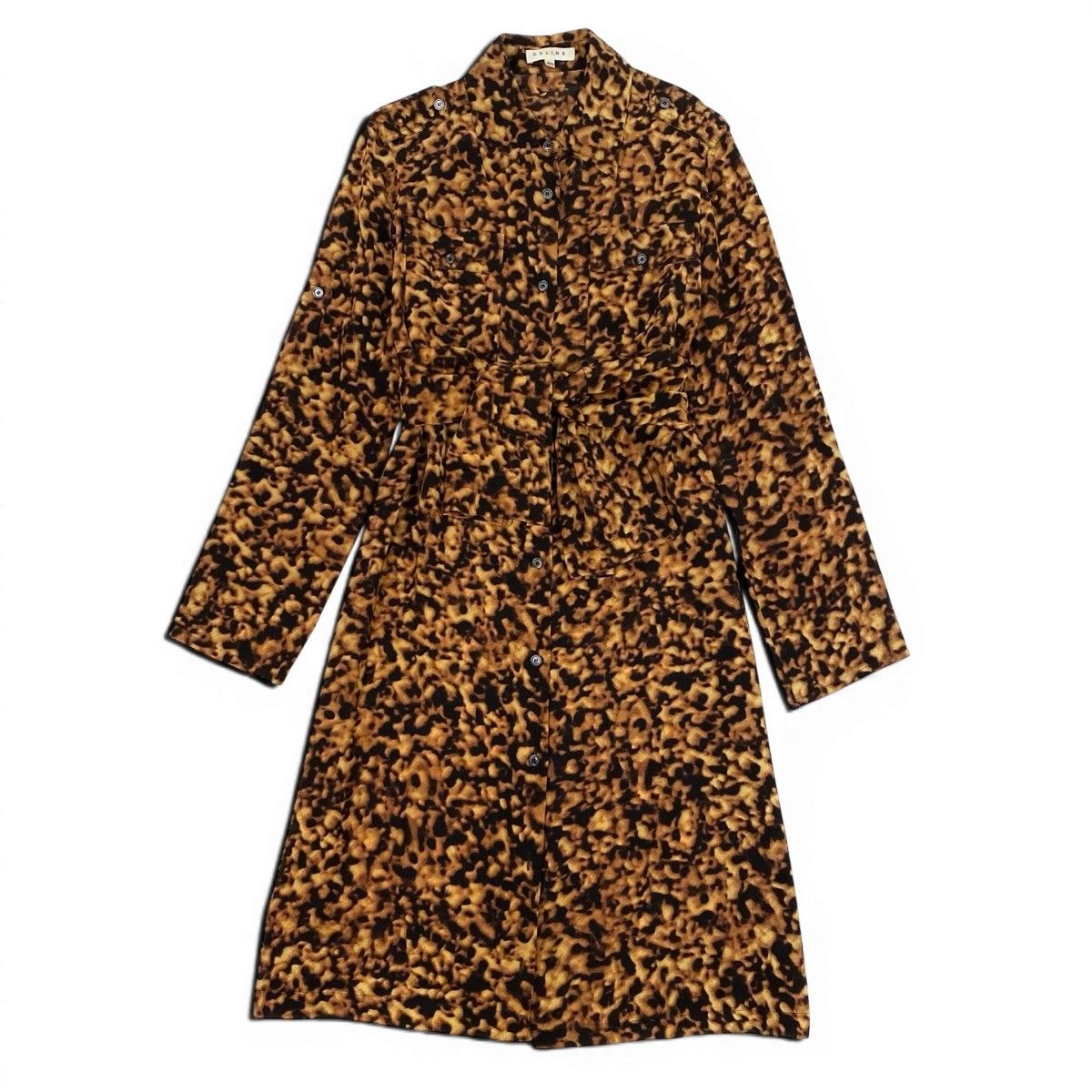 Celine Silk Shirt Long Dress with Scarf Allover Print 40 Brown — view 2