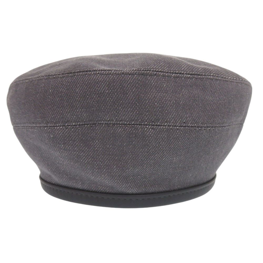 Hermes Santono Denim Series Button Beret Silver Cotton leather Gray — view 2