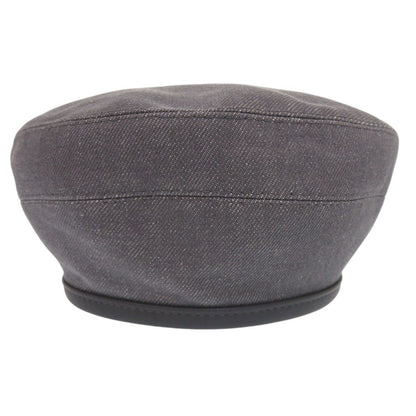 Hermes Santono Denim Series Button Beret Silver Cotton leather Gray — view 2