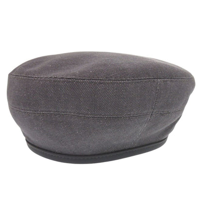Hermes Santono Denim Series Button Beret Silver Cotton leather Gray