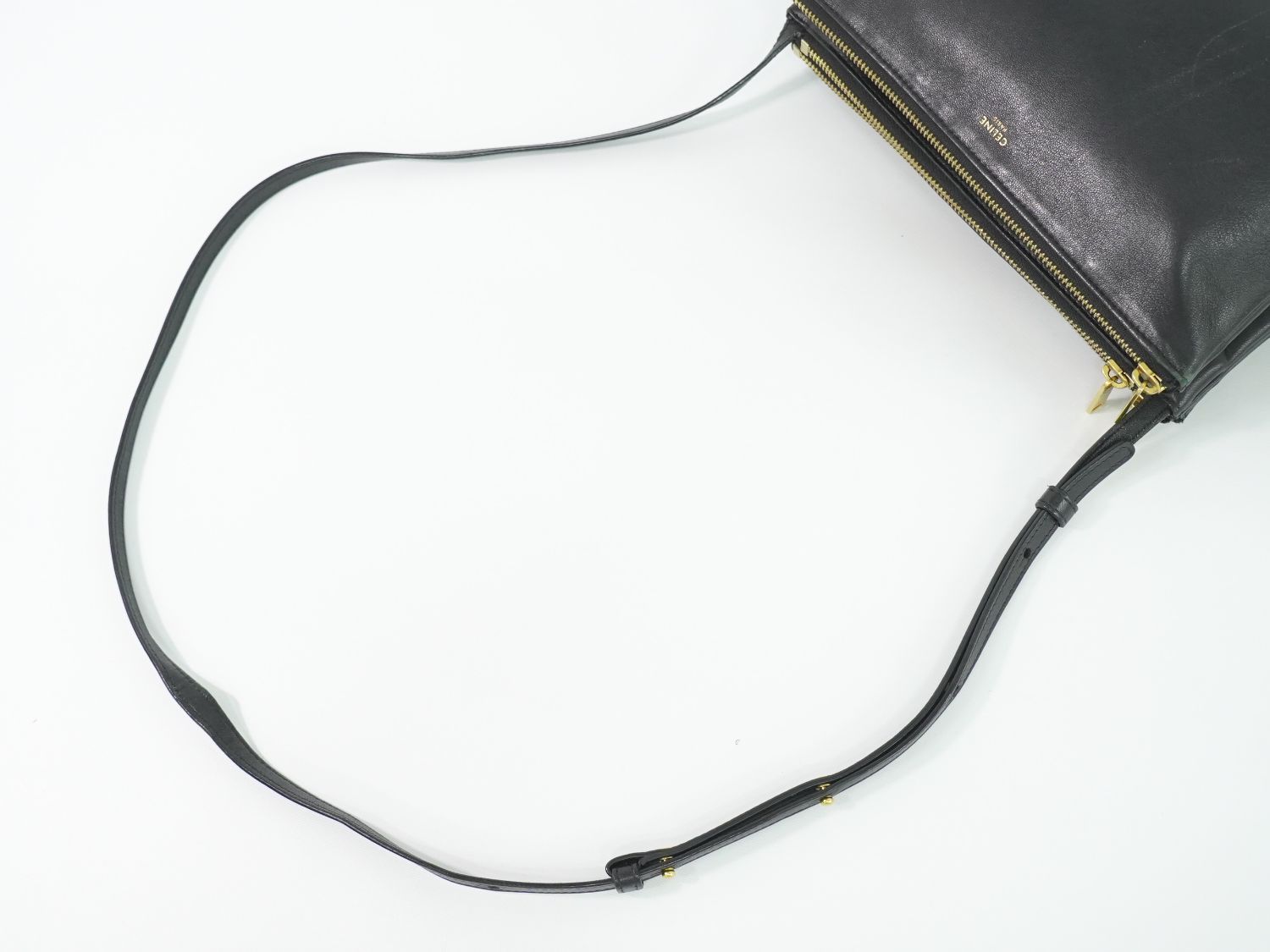 Celine Trio Large Shoulder Bag Pochette Leather Black — view 4