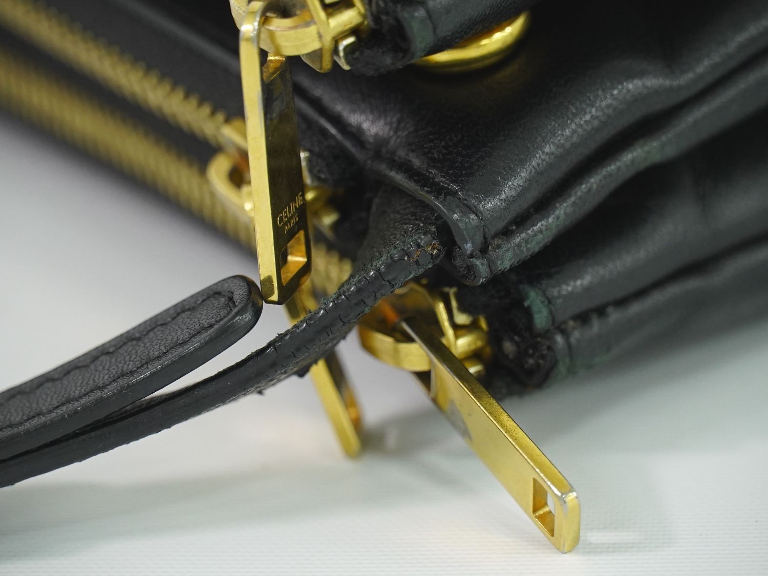 Celine Trio Large Shoulder Bag Pochette Leather Black — view 5