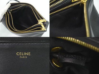 Celine Trio Large Shoulder Bag Pochette Leather Black — view 9