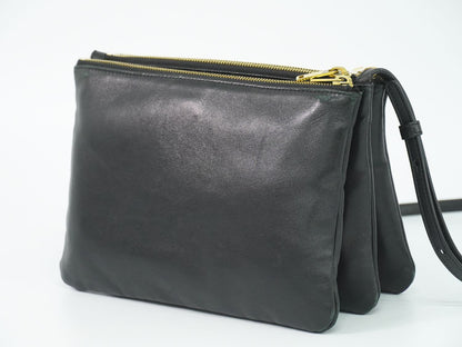 Celine Trio Large Shoulder Bag Pochette Leather Black — view 2