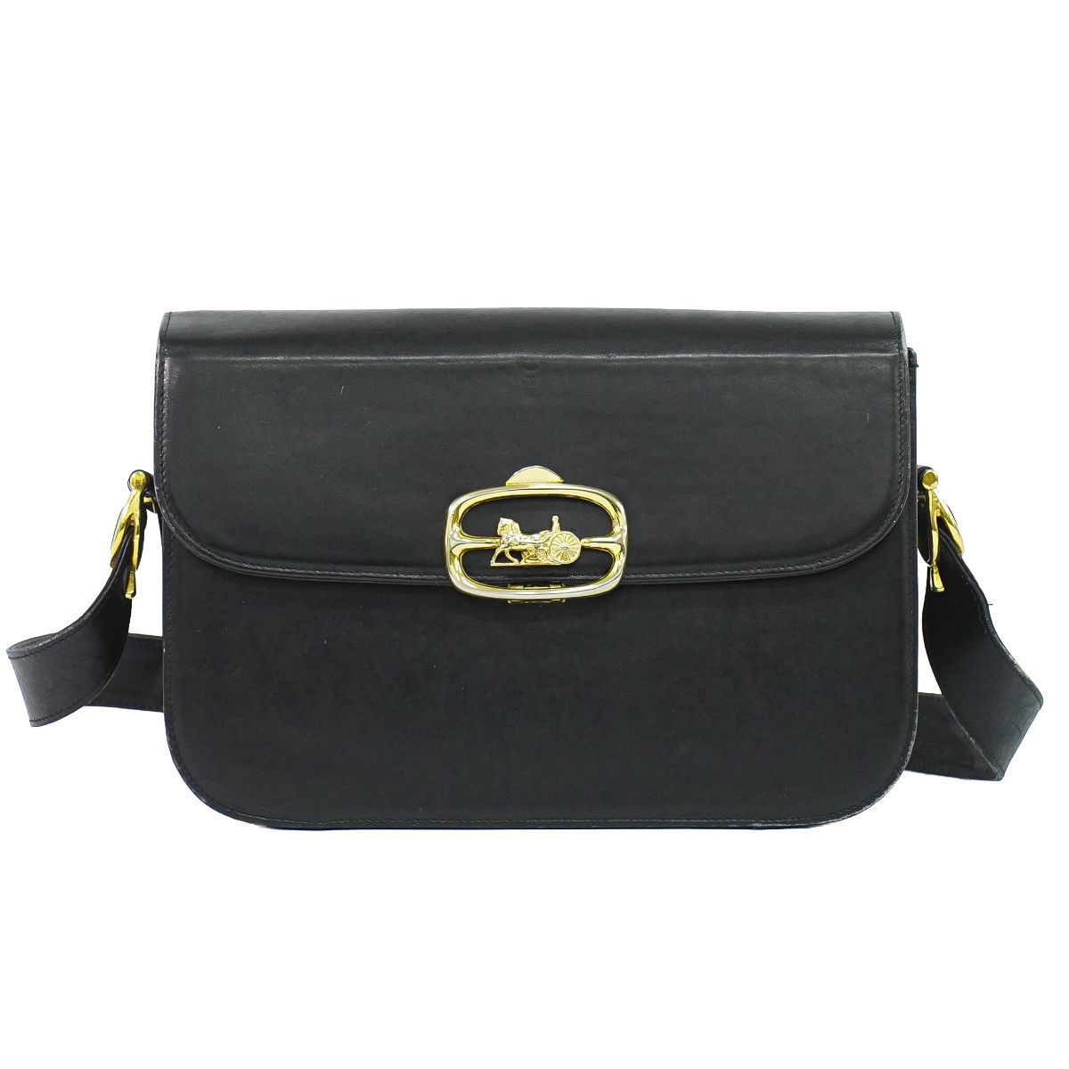Celine Carriage Shoulder Bag Leather Black
