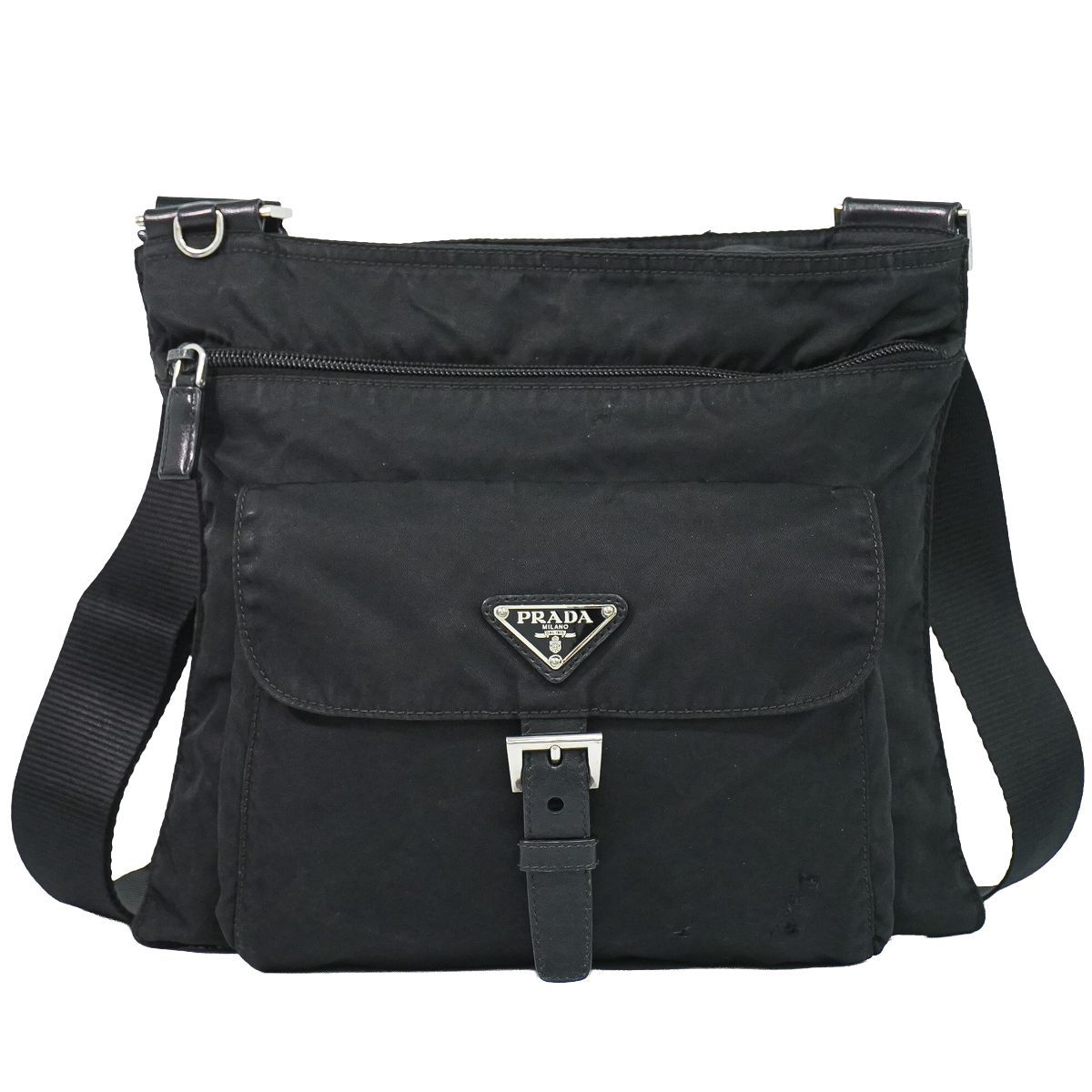 Prada Nylon Shoulder Bag Pochette Black