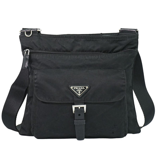 Prada Nylon Shoulder Bag Pochette Black