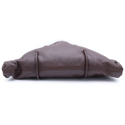 Bottega Veneta Handbag Kiss Lock Intrecciato Tote Brown Leather — view 4