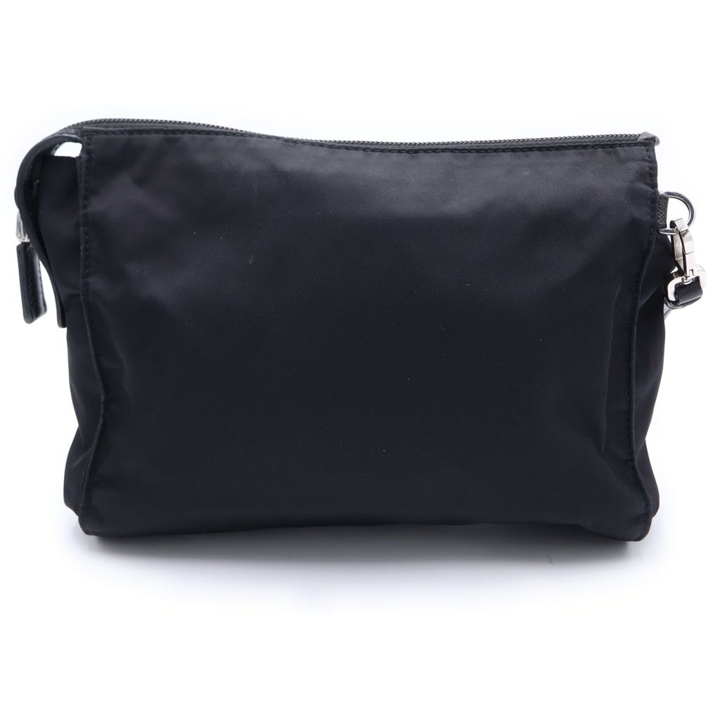 Prada Tessuto Clutch Pouch Black Nylon Silver — view 2