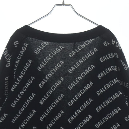 Balenciaga Allover Logo Wool Knit Cardigan Black — view 4