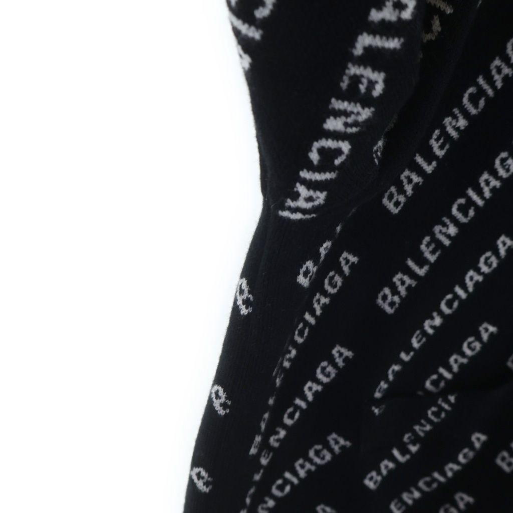 Balenciaga Allover Logo Wool Knit Cardigan Black — view 6