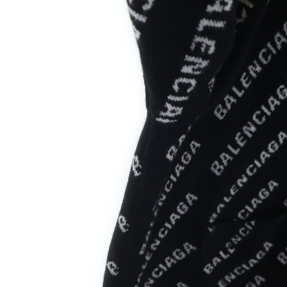 Balenciaga Allover Logo Wool Knit Cardigan Black — view 6