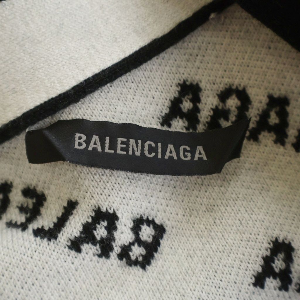 Balenciaga Allover Logo Wool Knit Cardigan Black — view 7