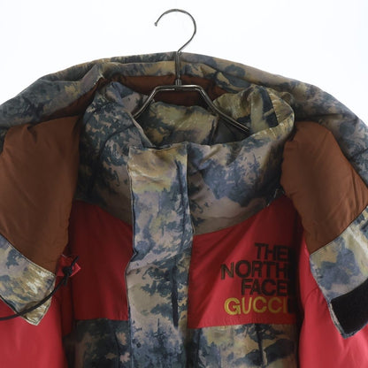 Gucci Logo Embroidery Forest Print All Over Pattern Hooded Down Jacket Beige — view 3