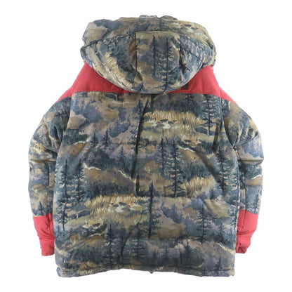 Gucci Logo Embroidery Forest Print All Over Pattern Hooded Down Jacket Beige — view 2