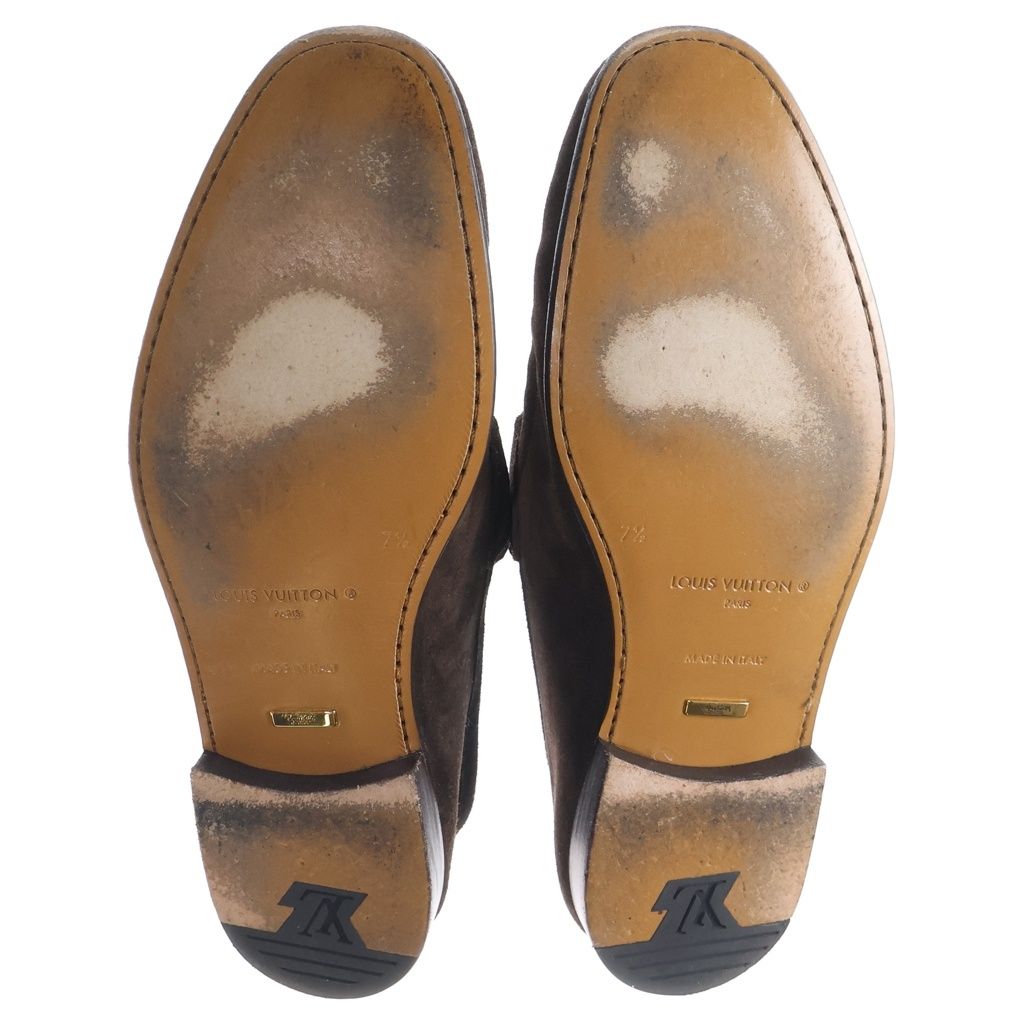 Louis Vuitton Globe Line Monogram Penny Suede Leather Loafers Brown — view 5