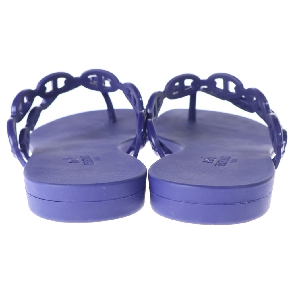 Hermes Island Cher D'ancre Rubber Flat Sandals Blue — view 3