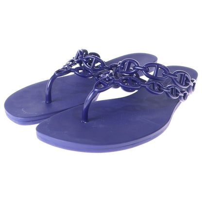 Hermes Island Cher D'ancre Rubber Flat Sandals Blue — view 2
