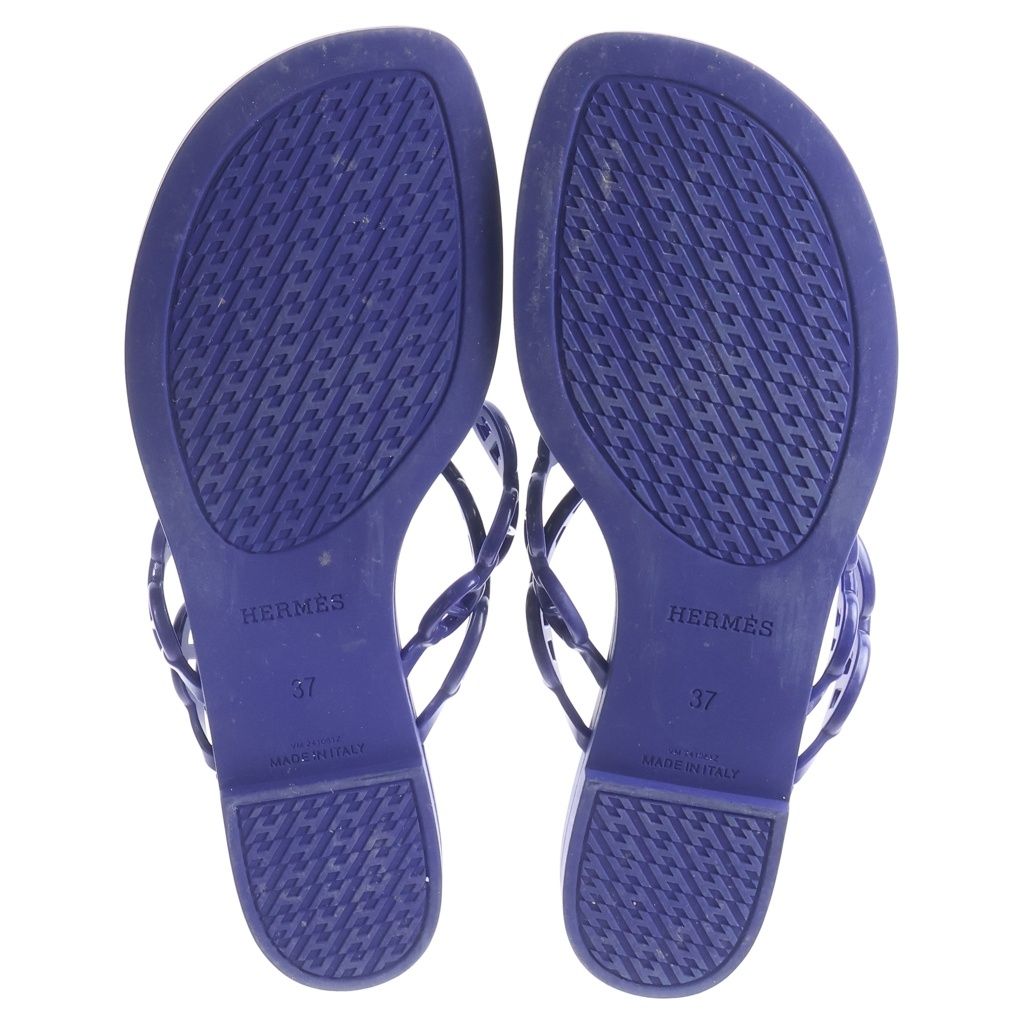 Hermes Island Cher D'ancre Rubber Flat Sandals Blue — view 5