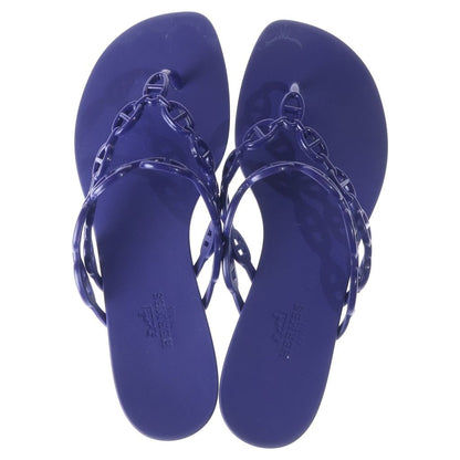 Hermes Island Cher D'ancre Rubber Flat Sandals Blue — view 4