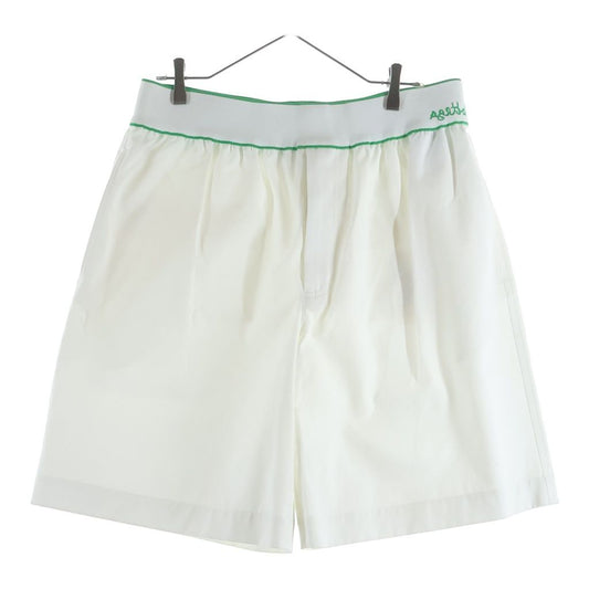 Bottega Veneta Rib Knit Logo Embroidery Cotton Shorts White