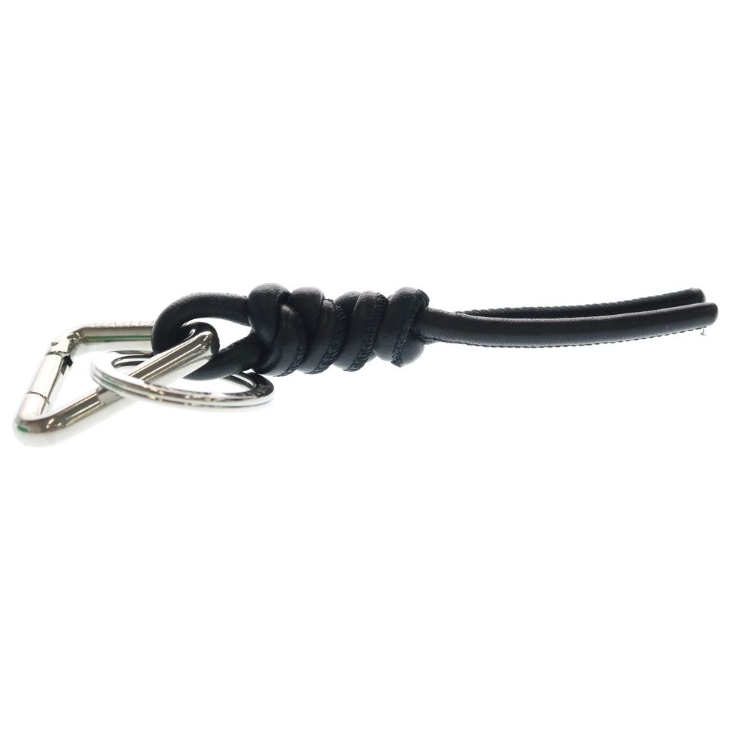 Bottega Veneta Knot Triangle Key Ring SanKey Holder Silver Black — view 4