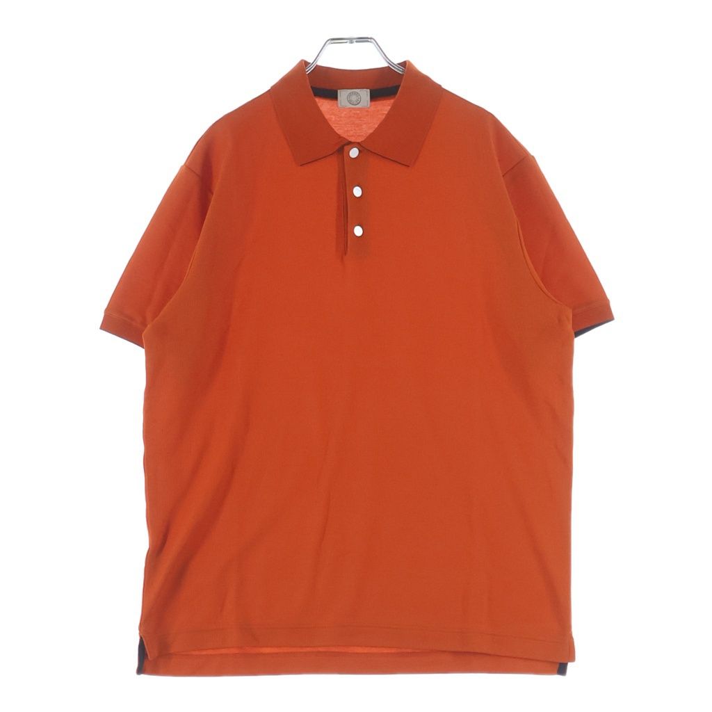 Hermes Front Logo Button Short Sleeve Polo Shirt Orange