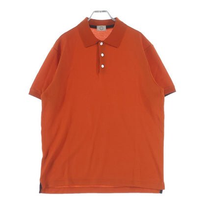 Hermes Front Logo Button Short Sleeve Polo Shirt Orange