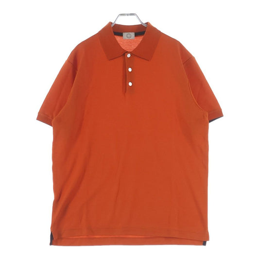 Hermes Front Logo Button Short Sleeve Polo Shirt Orange