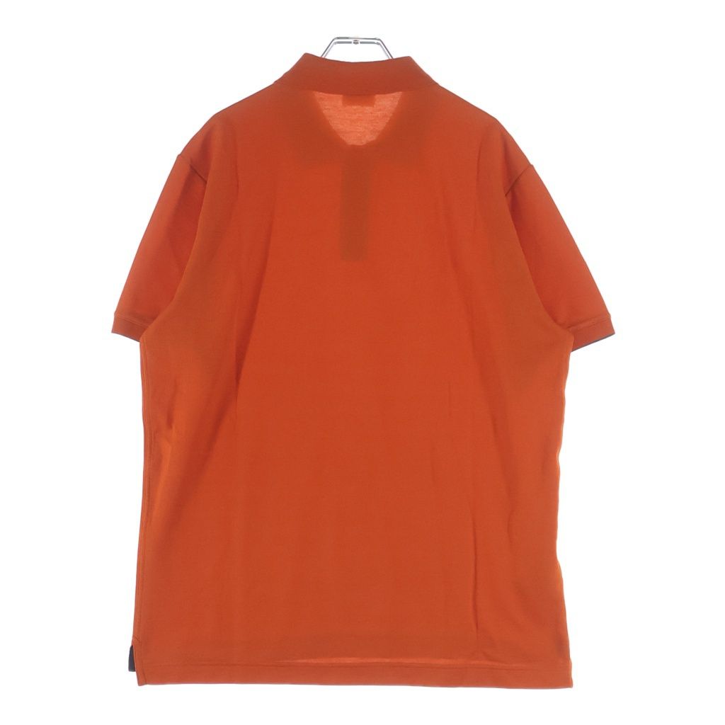 Hermes Front Logo Button Short Sleeve Polo Shirt Orange — view 2