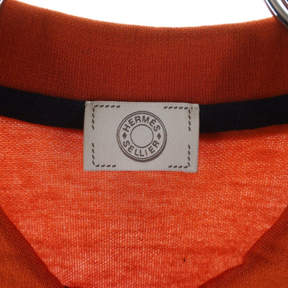 Hermes Front Logo Button Short Sleeve Polo Shirt Orange — view 6