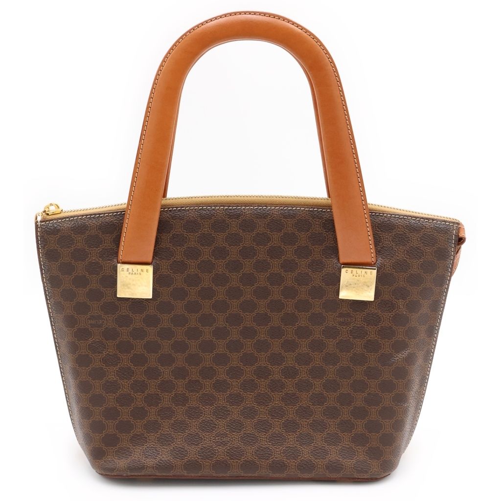 Celine Macadam Handbag Mini Tote Brown Leather Gold
