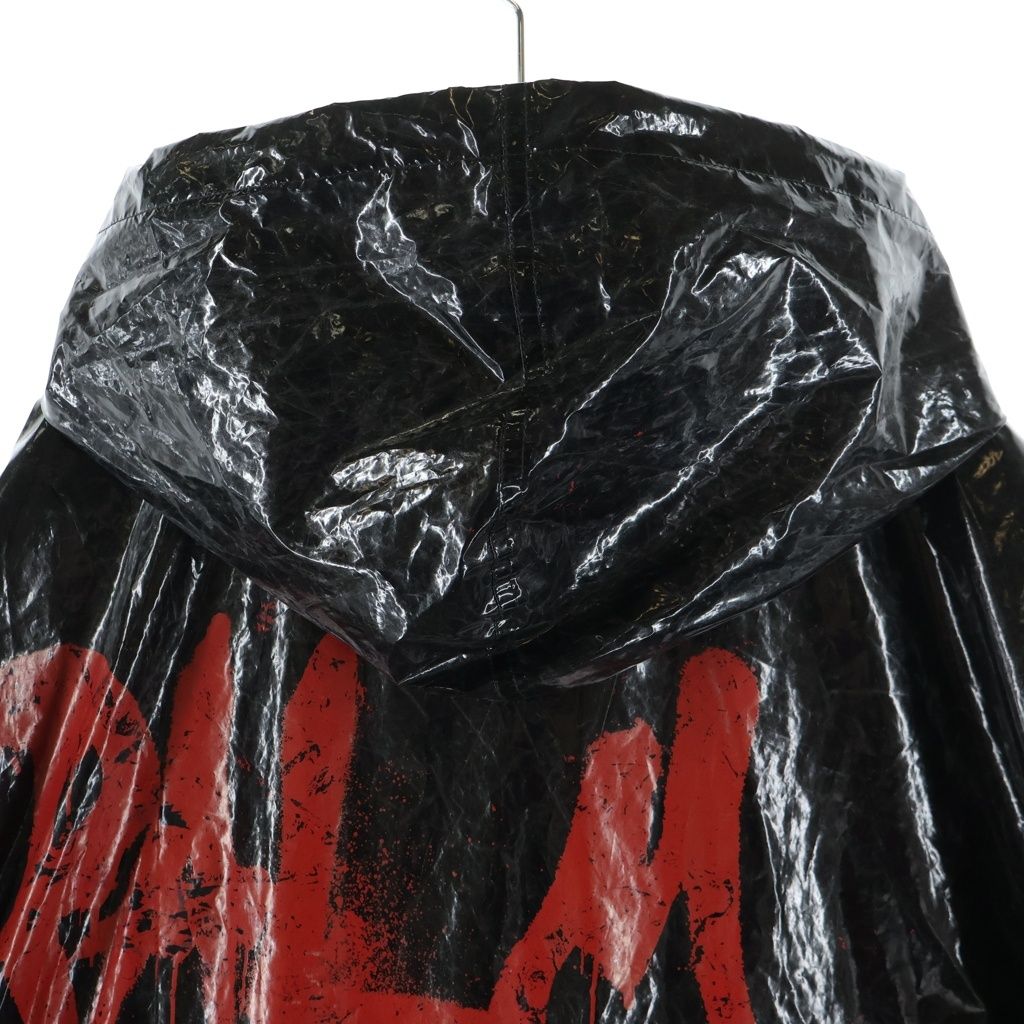 Moncler Palm Angels Sid Logo Plate Back Print Hooded Nylon Long Coat — view 4