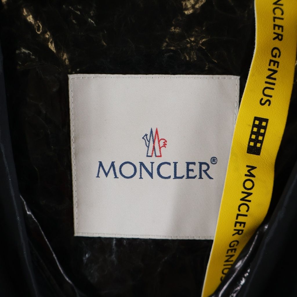 Moncler Palm Angels Sid Logo Plate Back Print Hooded Nylon Long Coat — view 6