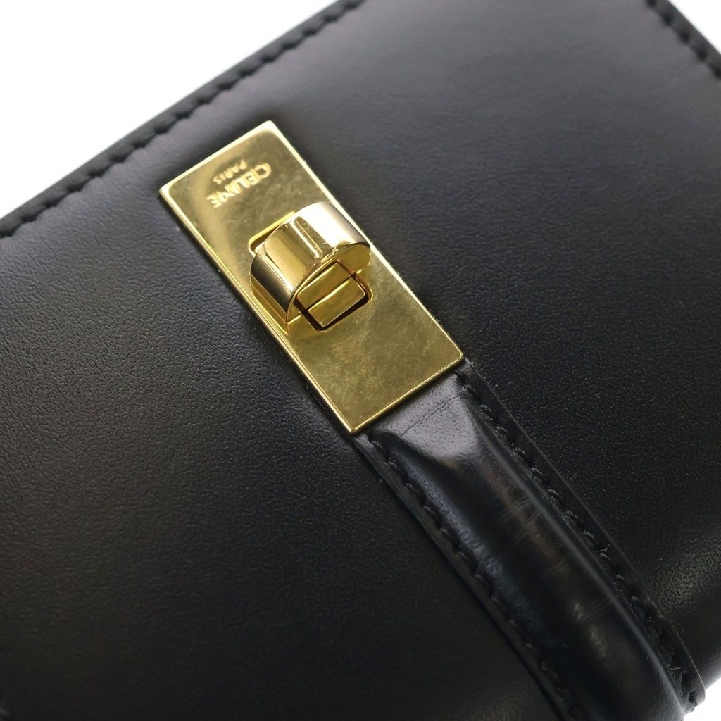 Celine 16 Seeds Satin Calfskin Card Holder with Flap Black — view 5