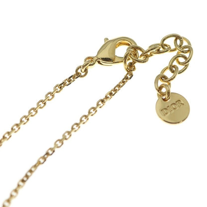Dior CD Logo Rhinestone Faux Pearl Necklace Gold — view 4