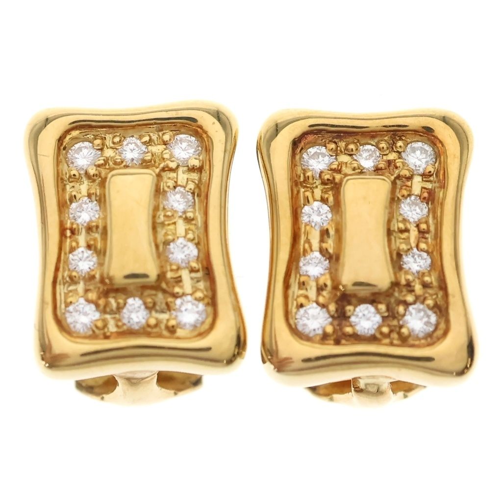 Celine Vintage Pave Diamond Earrings 18k Gold