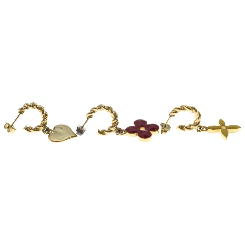 Louis Vuitton Boucle de Reille Sweet Monogram Earrings Set Gold — view 4