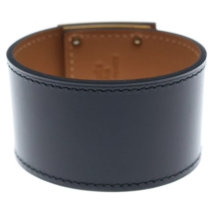 Hermes Tall Bracelet Black Leather Gold — view 2