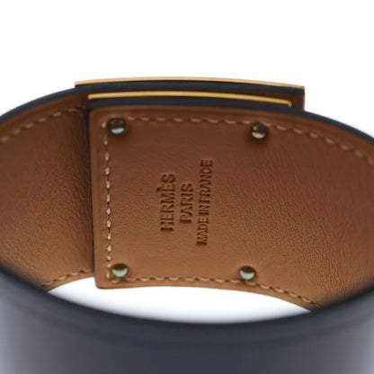 Hermes Tall Bracelet Black Leather Gold — view 5