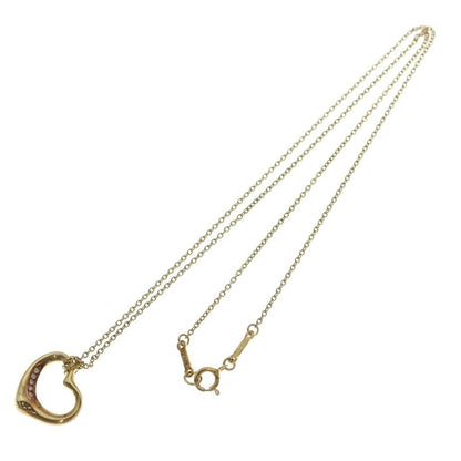 Tiffany & Co Open Heart Diamond Pendant Chain Gold — view 2