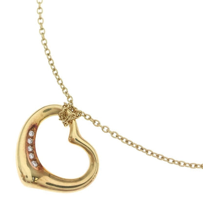 Tiffany & Co Open Heart Diamond Pendant Chain Gold