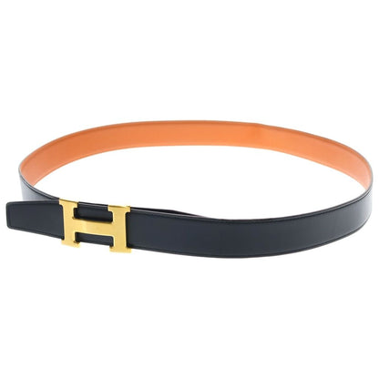 Hermes Buckle Constance Gold Reversible Leather Belt Orange Black — view 5