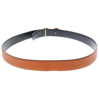 Hermes Buckle Constance Gold Reversible Leather Belt Orange Black — view 2